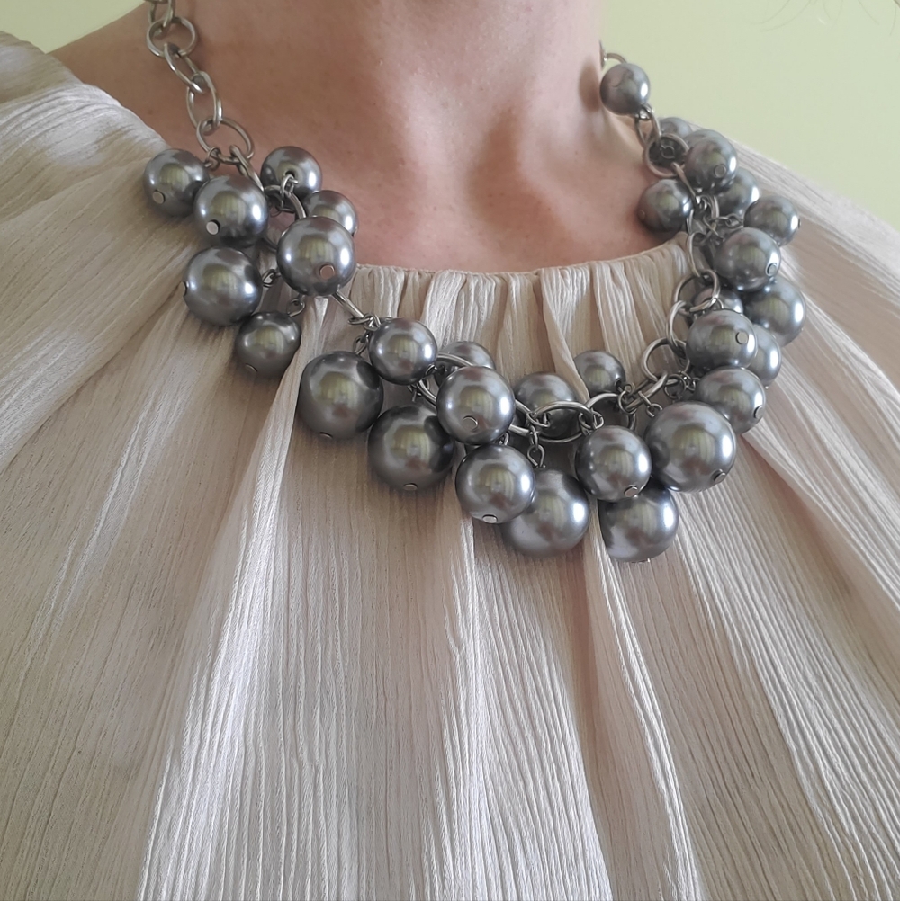 3/$25 Silver FAUX pearl Necklace